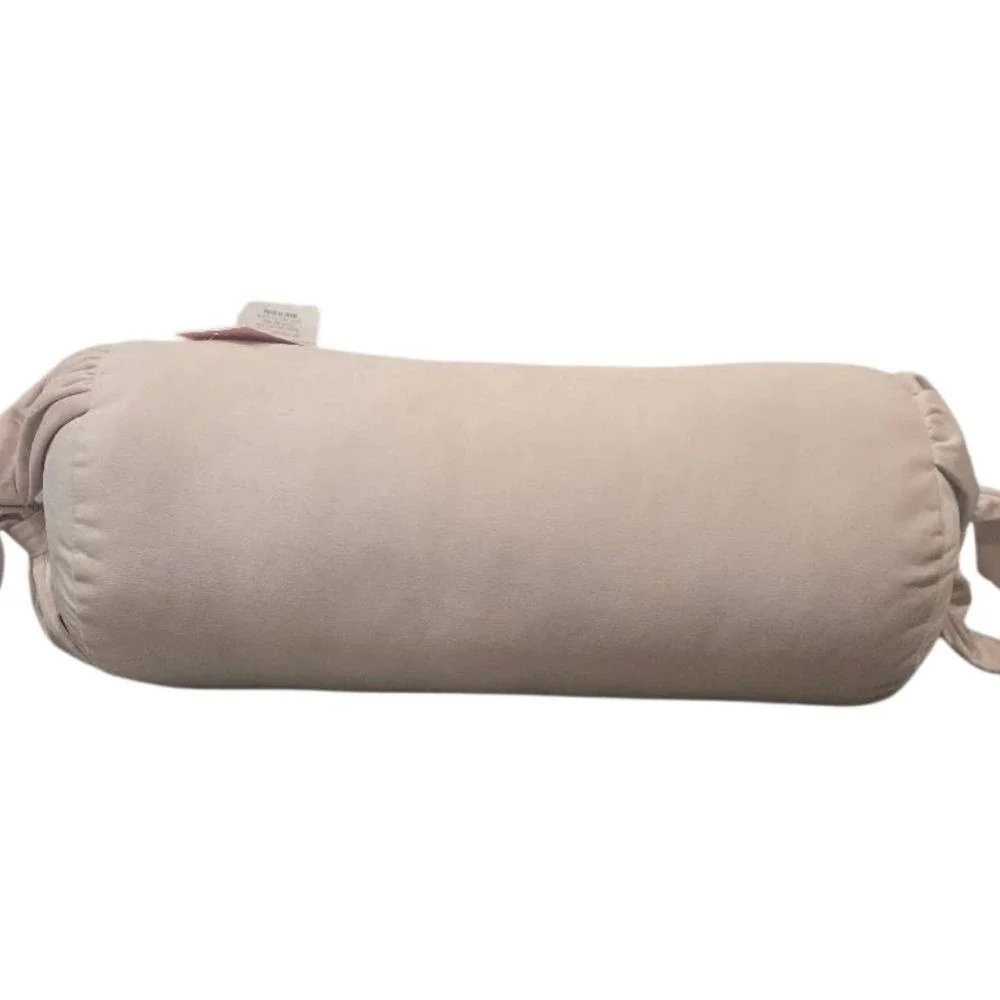 Juicy‎ Couture Home Signature Logo Bow Velour Bolster Decorative Pillow- Pink